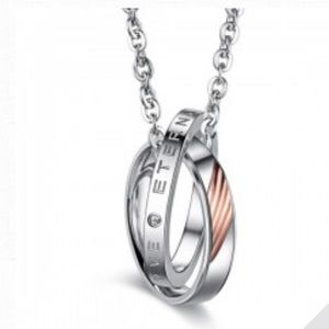 Titanium double ring necklace